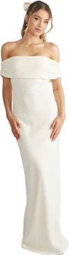 Six Stories Bardot Crepe Bridesmaid Dress
