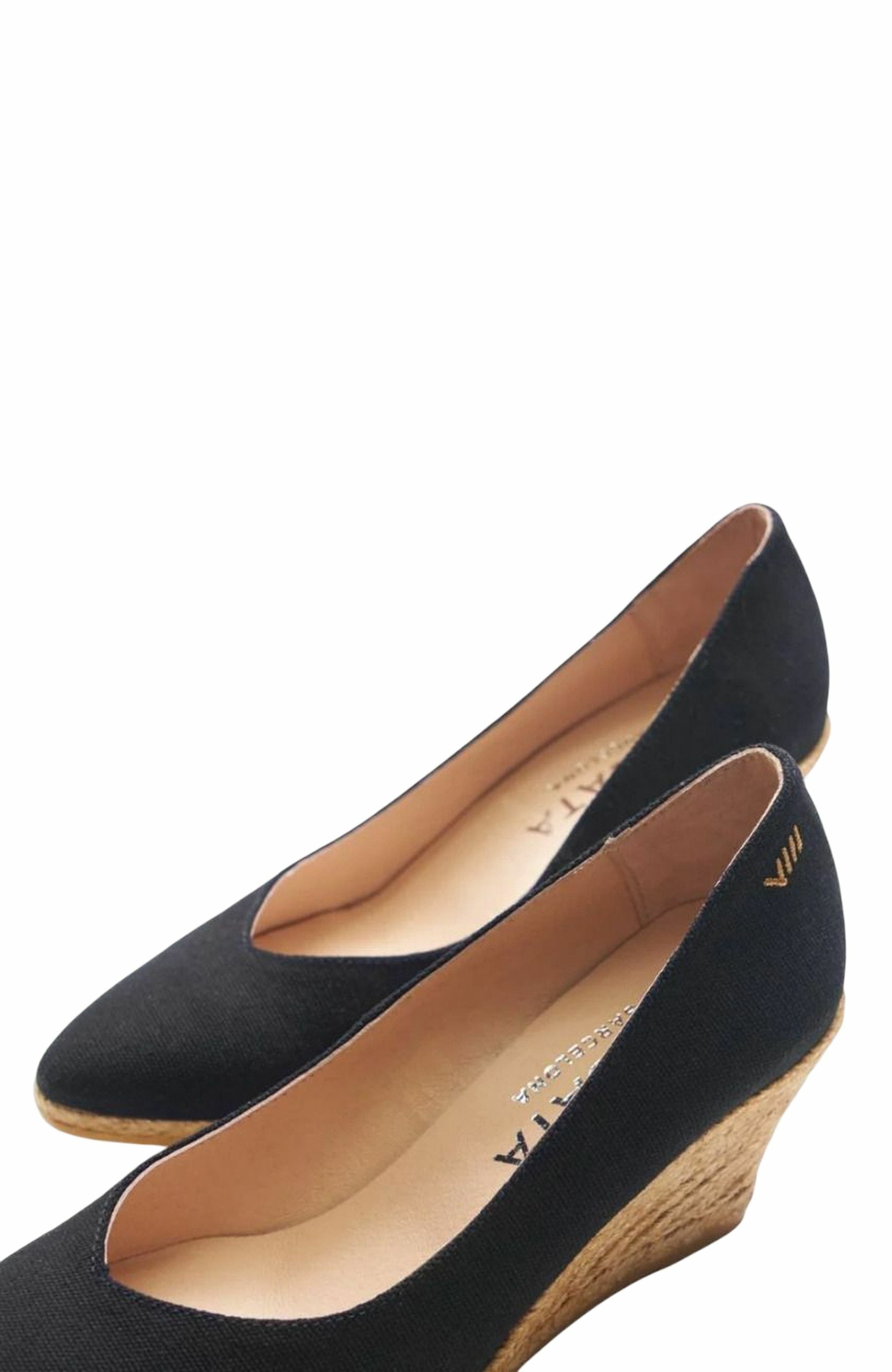 VISCATA Roses Canvas V Cut Espadrille Wedges, Alternate, color, Black