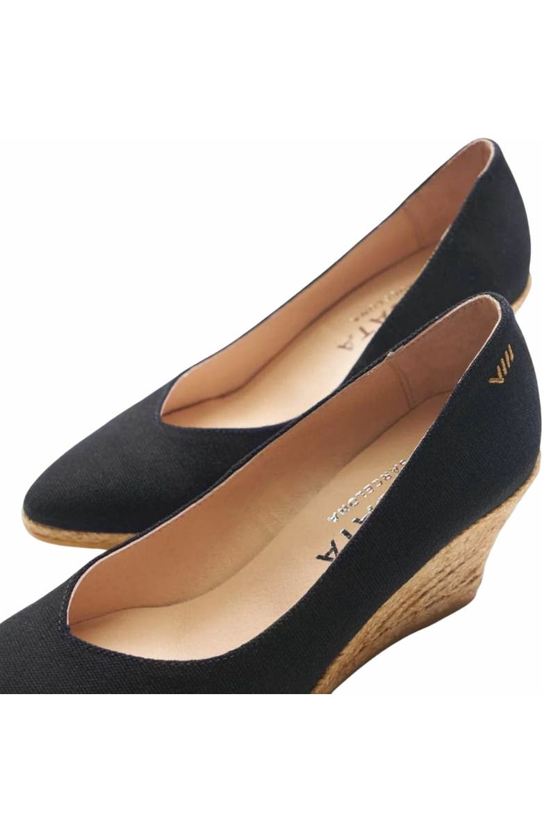 VISCATA Roses Canvas V Cut Espadrille Wedges, Alternate, color, Black