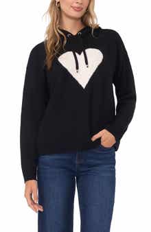 Vince Camuto Intarsia Heart Sweater Hoodie