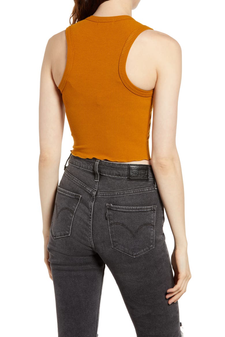 Ribbed Racerback Crop Tank, Alternate, color, DIJON