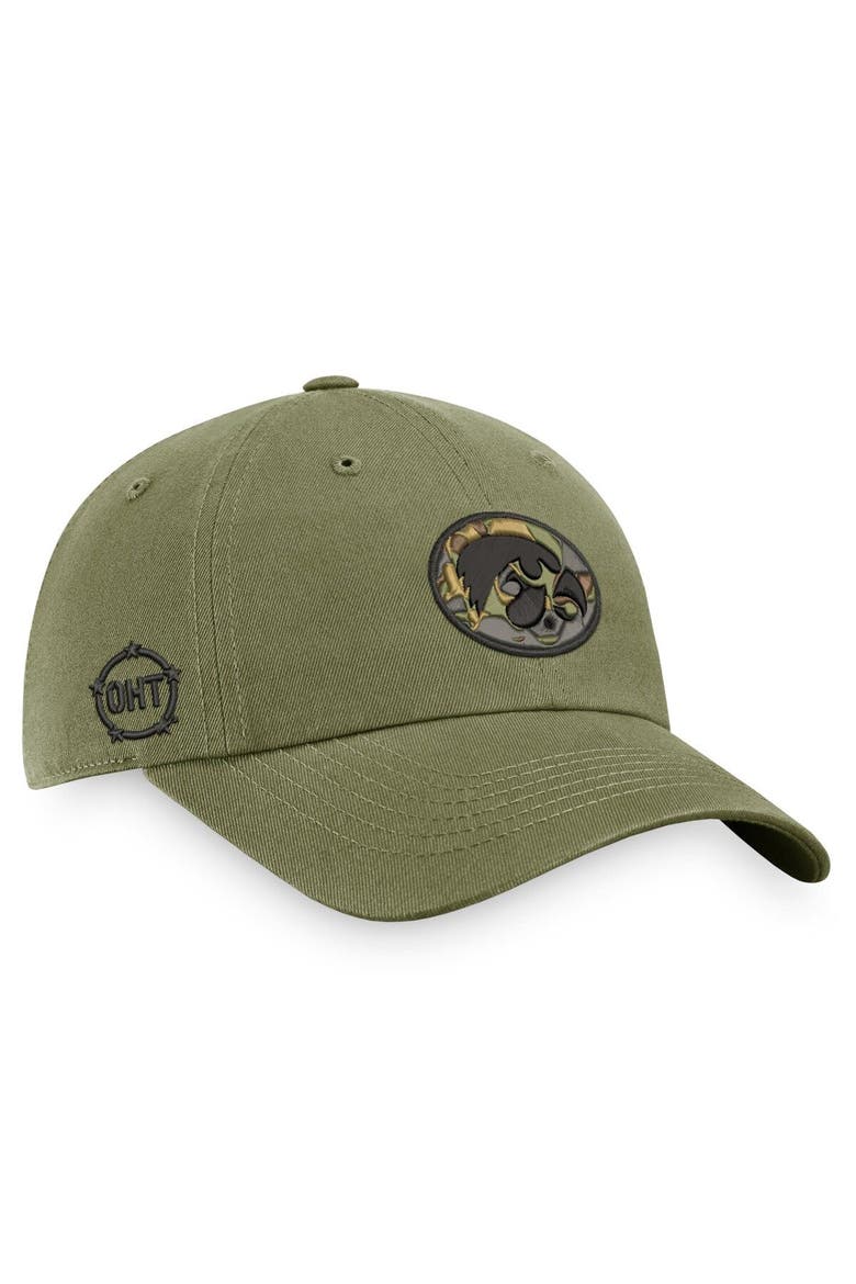 Men's Top of the World Olive Iowa Hawkeyes OHT Military Appreciation Unit Adjustable Hat, Alternate, color, Olive