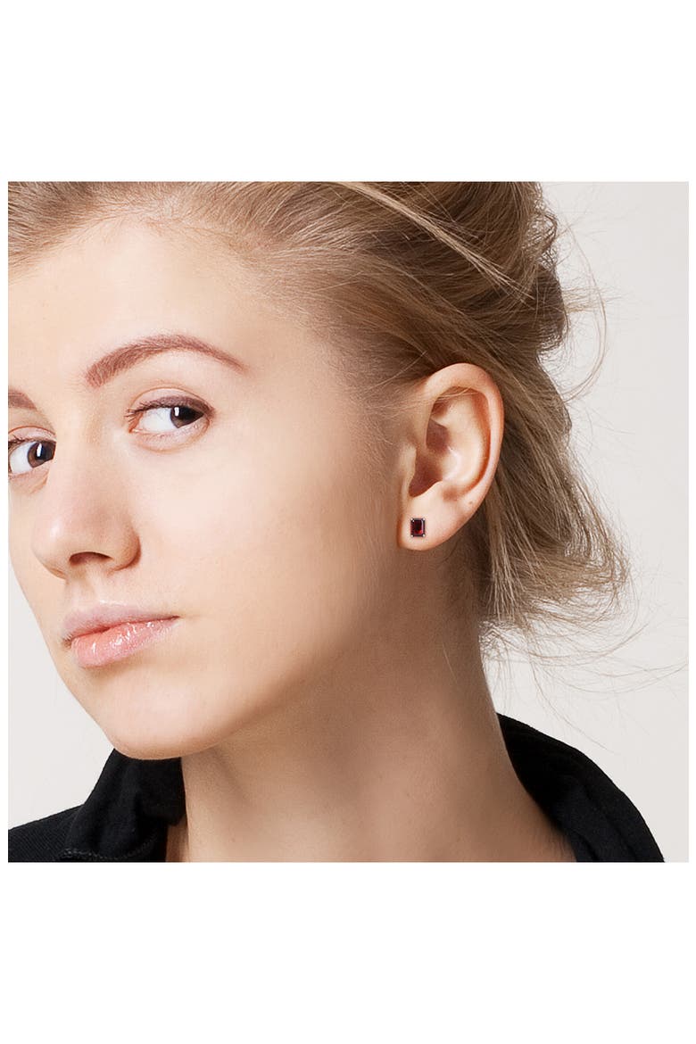 Princess Cut Garnet Stud Earrings, Alternate, color, RED