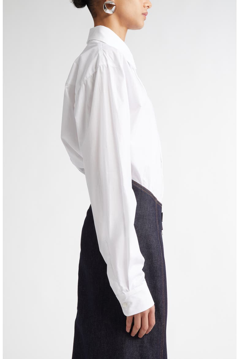 Poplin Button-Up Bodysuit, Alternate, color, WHITE