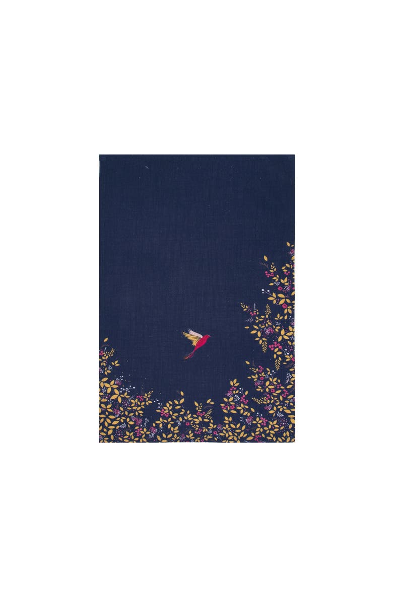 Navy Hummingbird Kitchen Dishtowel, Main, color, Blue