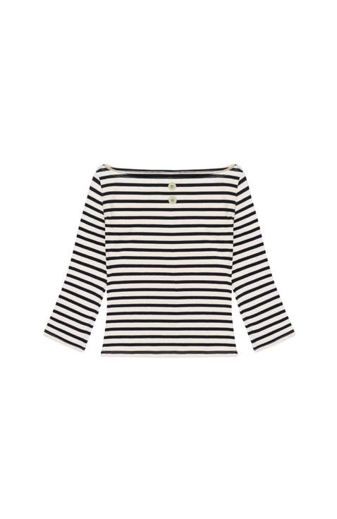 3/4 Sleeve Boat Neck Top