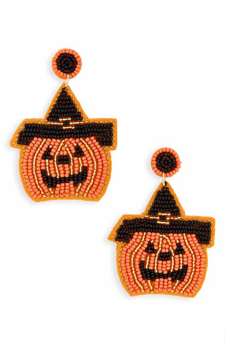 Leith Beaded Jack-o'-Lantern Drop Earrings