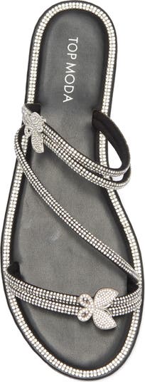 Paz Crystal Butterfly Slide Sandal