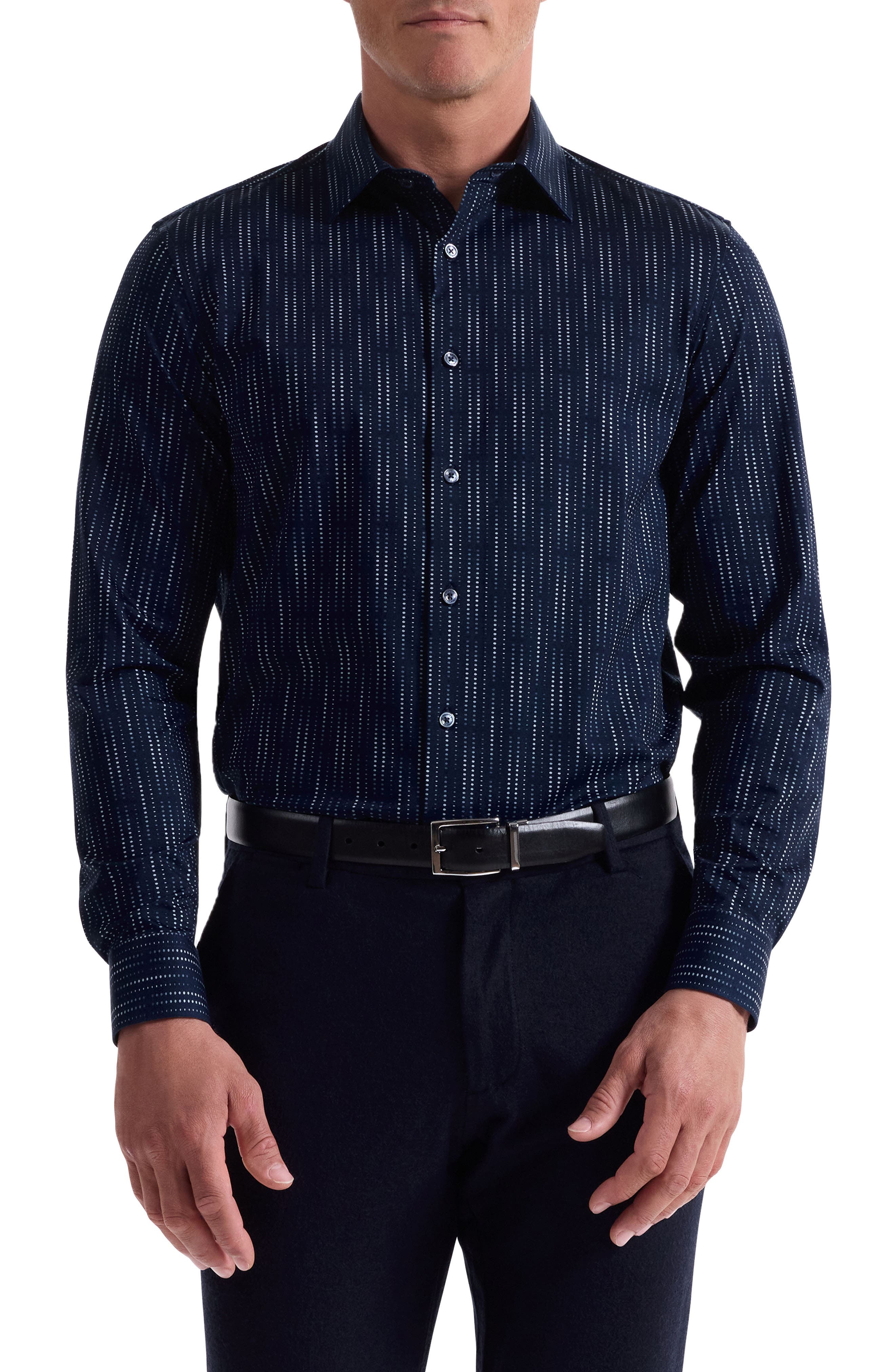 Bugatchi Jimmy OoohCotton® Dot Button-Up Shirt