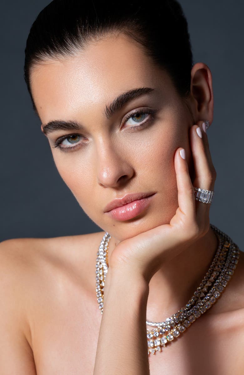 Crislu Round Cubic Zirconia Tennis Necklace, Alternate, color, Pure Platinum/ Clear Stone