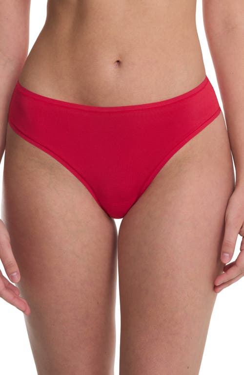 Natori Bliss Bare Stretch Cotton Thong In Red