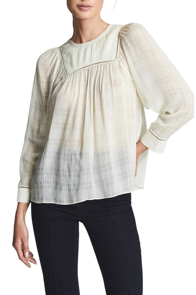 Marcia Pleat Yoke Peasant Blouse, Main, color, WHITE