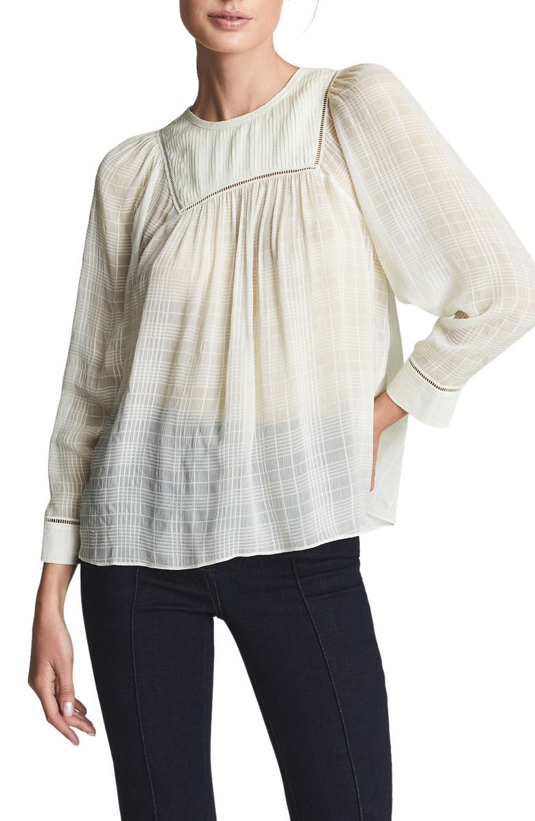 Reiss Marcia Pleat Yoke Peasant Blouse, Main, color, 