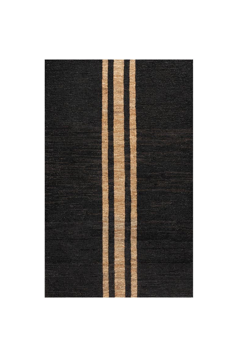 Olivier Rustic Farmhouse Wide Ticking Stripe Jute Area Rug, Main, color, Black/Natural