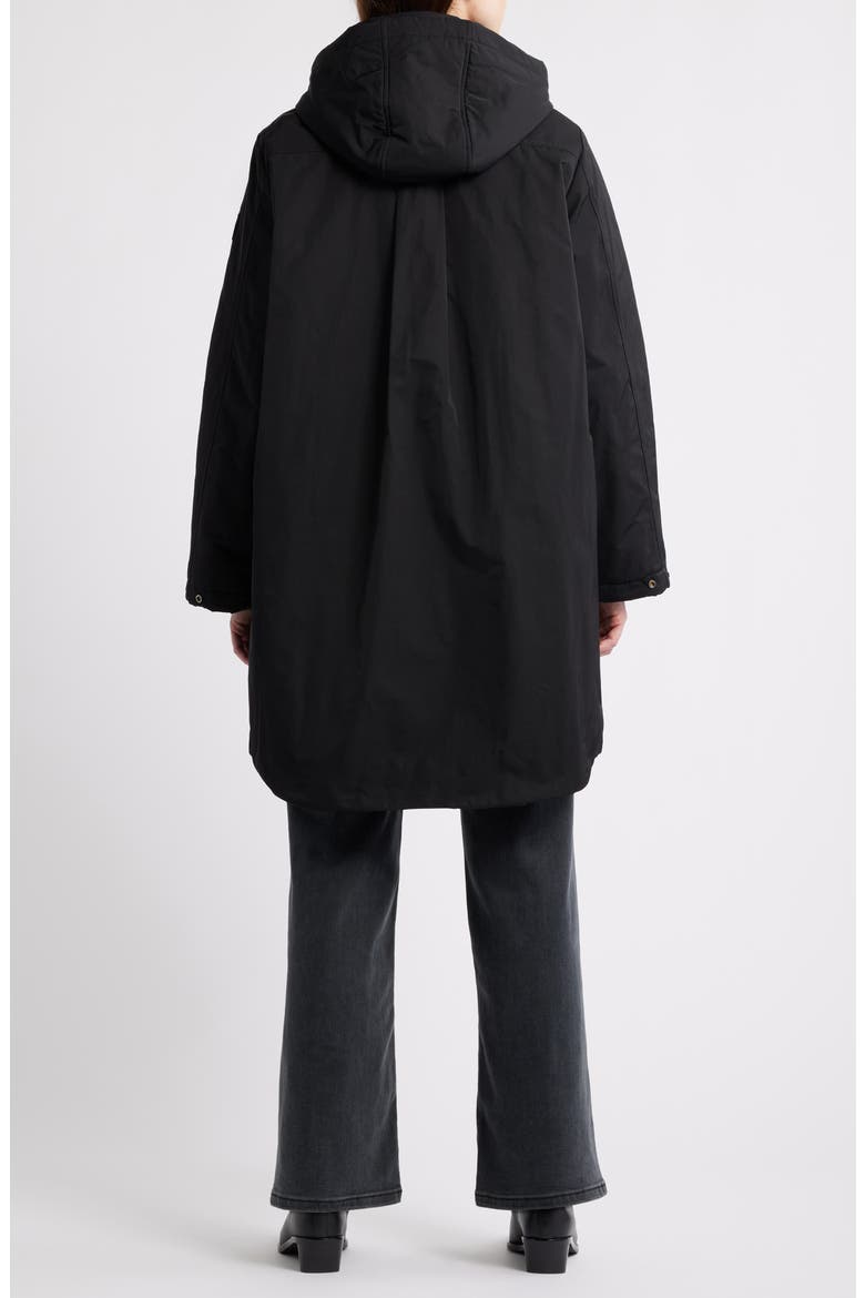 Memory Nylon Long Hooded Jacket, Alternate, color, BLACK