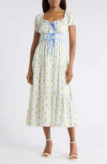 Blu Pepper Floral Tie Contrast Tie Midi Dress