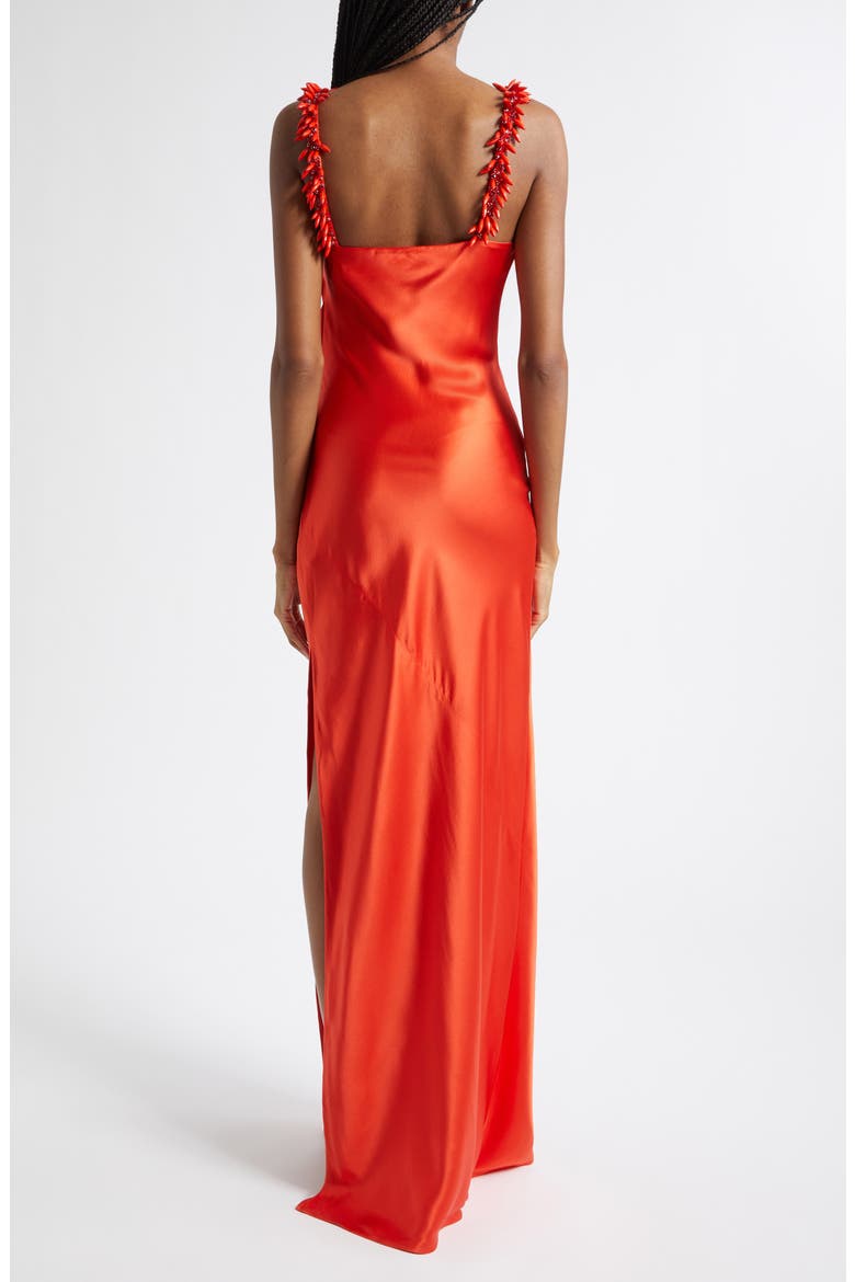 Beaded Strap Fluid Silk Column Gown, Alternate, color, MHJ RED/ RED