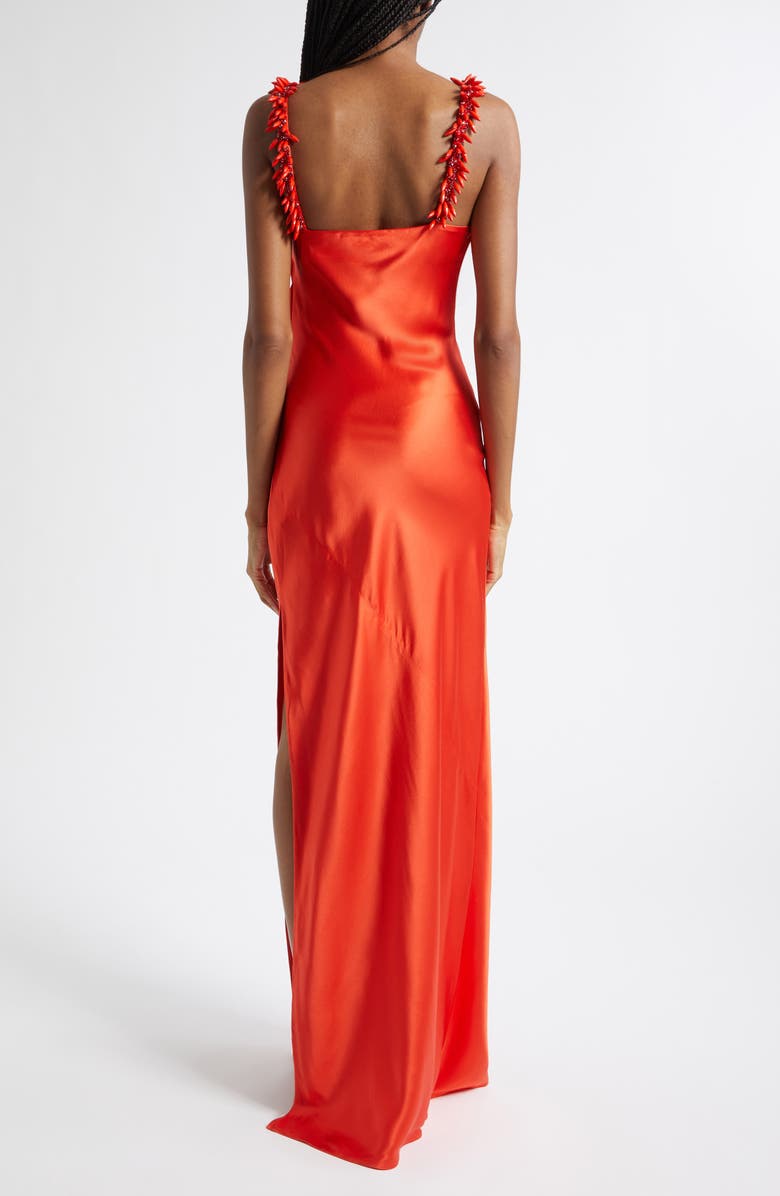 Balmain Beaded Strap Fluid Silk Column Gown, Alternate, color, Mhj Red/ Red