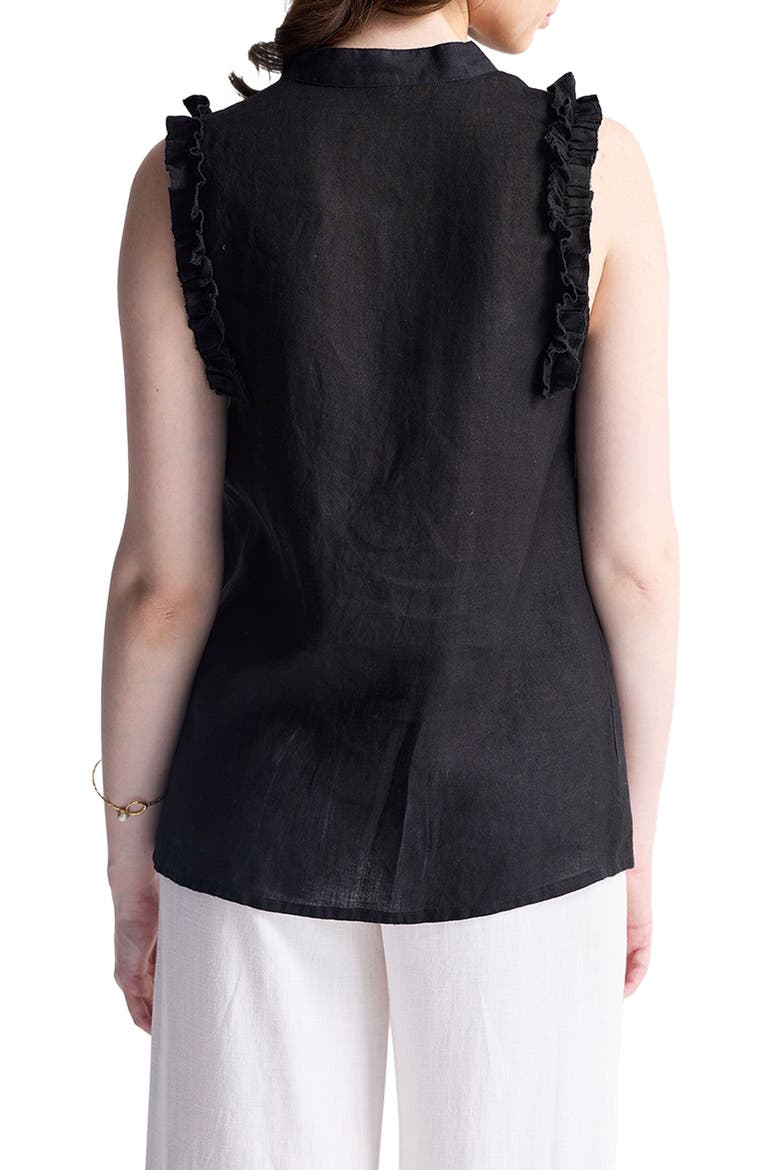 Sleeveless Hemp Top with Ruffles, Alternate, color, Black