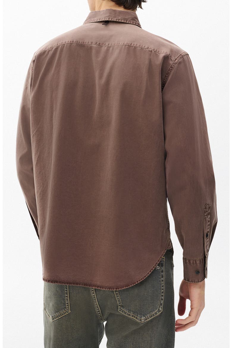 Finch Cotton & Lyocell Military Button-Up Shirt, Alternate, color, COFFEE