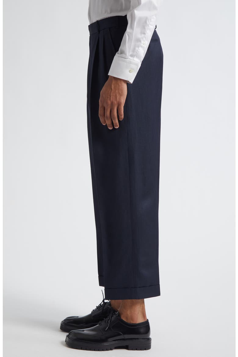 Pleated Crop Barathea Straight Leg Pants, Alternate, color, BLUE