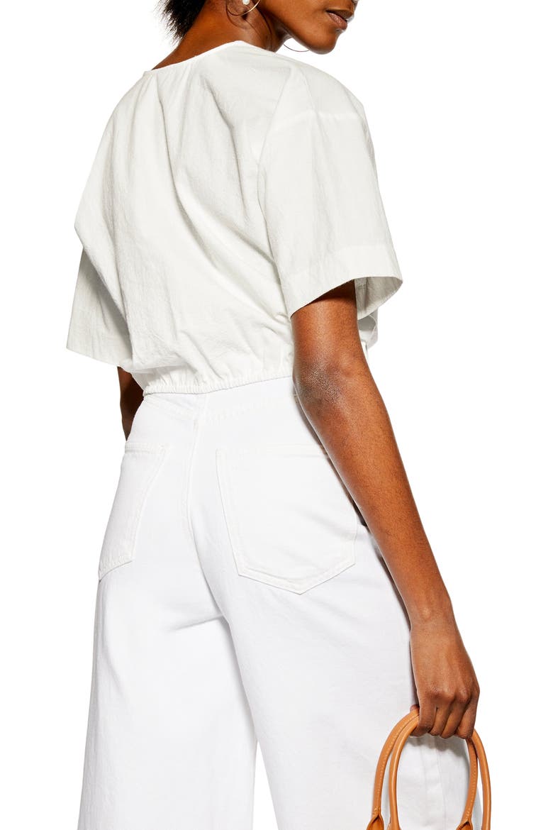 Laundered Buckle Detail Crop Blouse, Alternate, color, IVORY