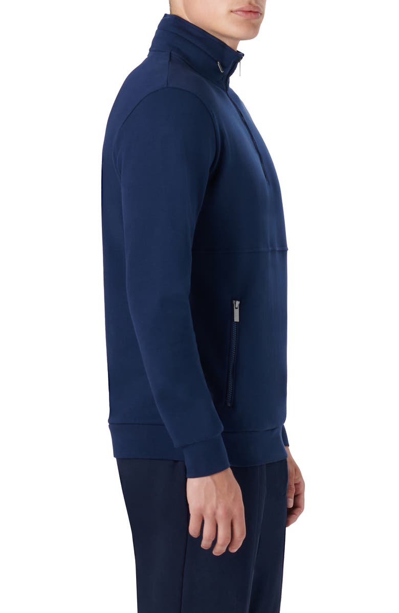 Bugatchi Quarter Zip Stretch Cotton Sweatshirt, Alternate, color, Navy