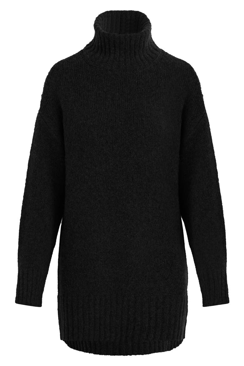 The St. James Long Sleeve Turtleneck Wool Blend Sweater Dress, Alternate, color, BLACK
