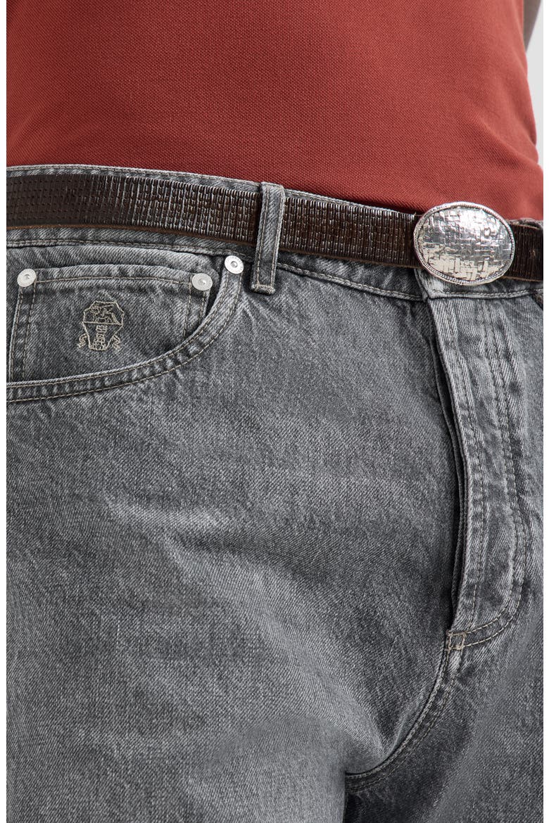 Greyscale denim leisure fit five-pocket trousers, Alternate, color, Medium Grey