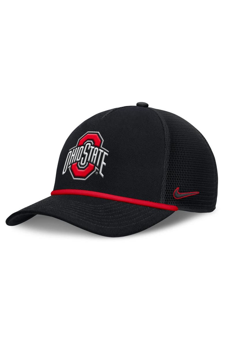 Nike Men's Nike Black Ohio State Buckeyes Rise Primetime Trucker Adjustable Hat, Main, color, 