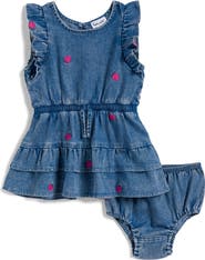 Splendid Berry Sweet Denim Dress & Bloomers Set