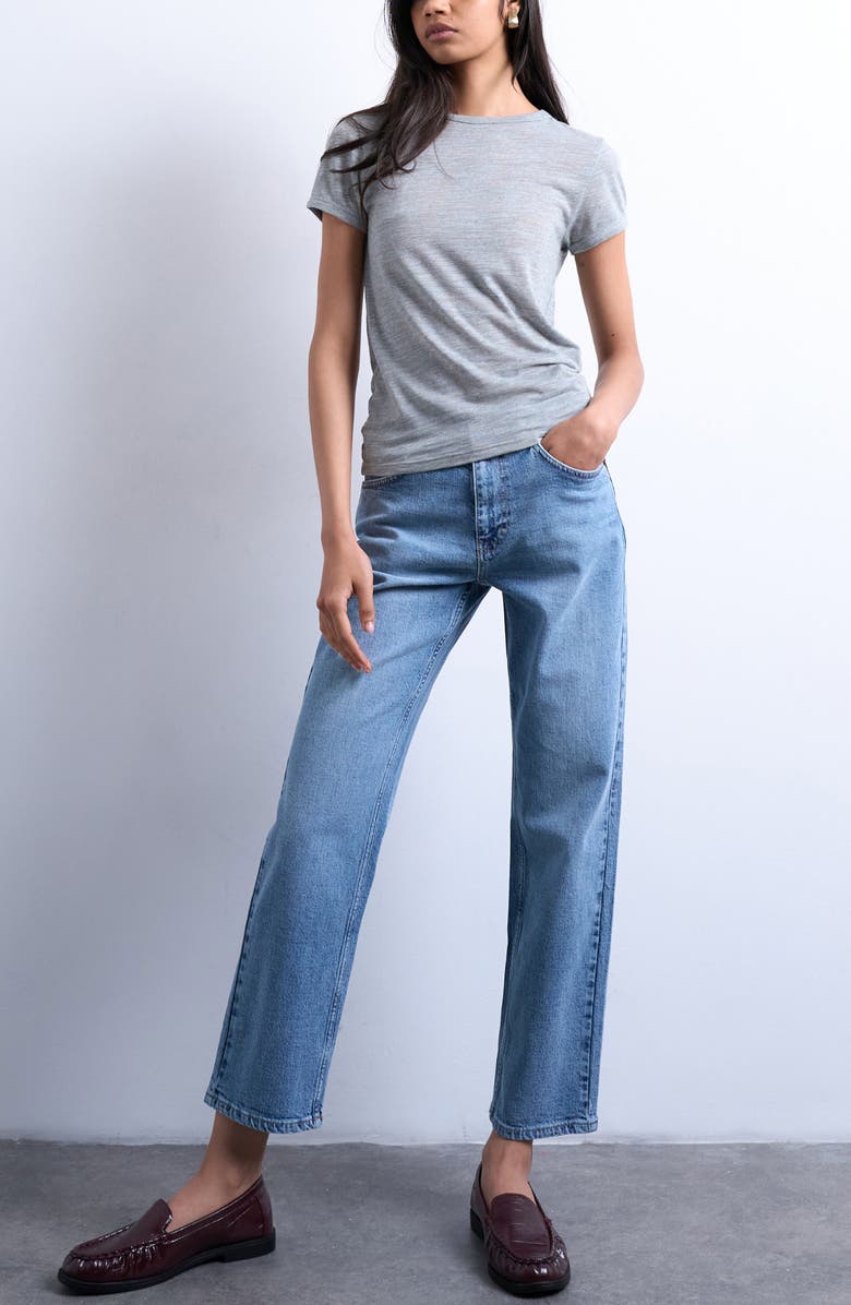 Topshop Orson Straight Leg Jeans, Main, color, Light Blue