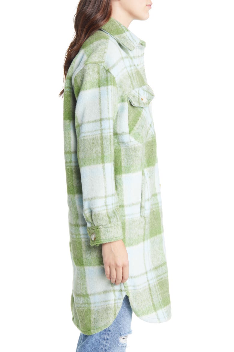 Plaid Long Shacket, Alternate, color, LUCKY CHARM