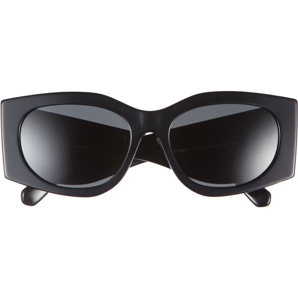 Tory Burch Ty7221u Rectangular Acetate Sunglasses In Black/dark Grey