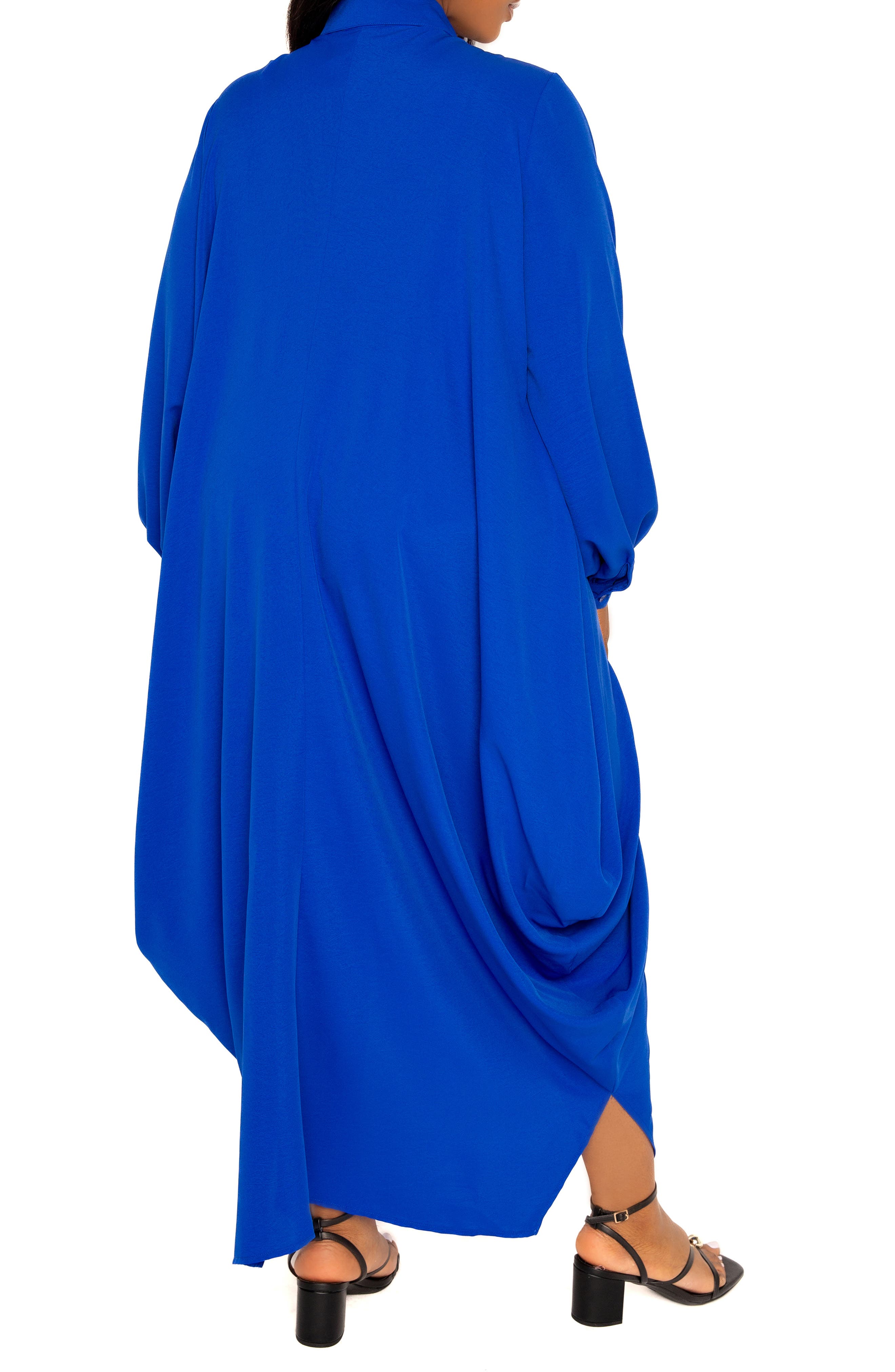 Solid & Print Long Sleeve Asymmetric Maxi Shirtdress - image 4