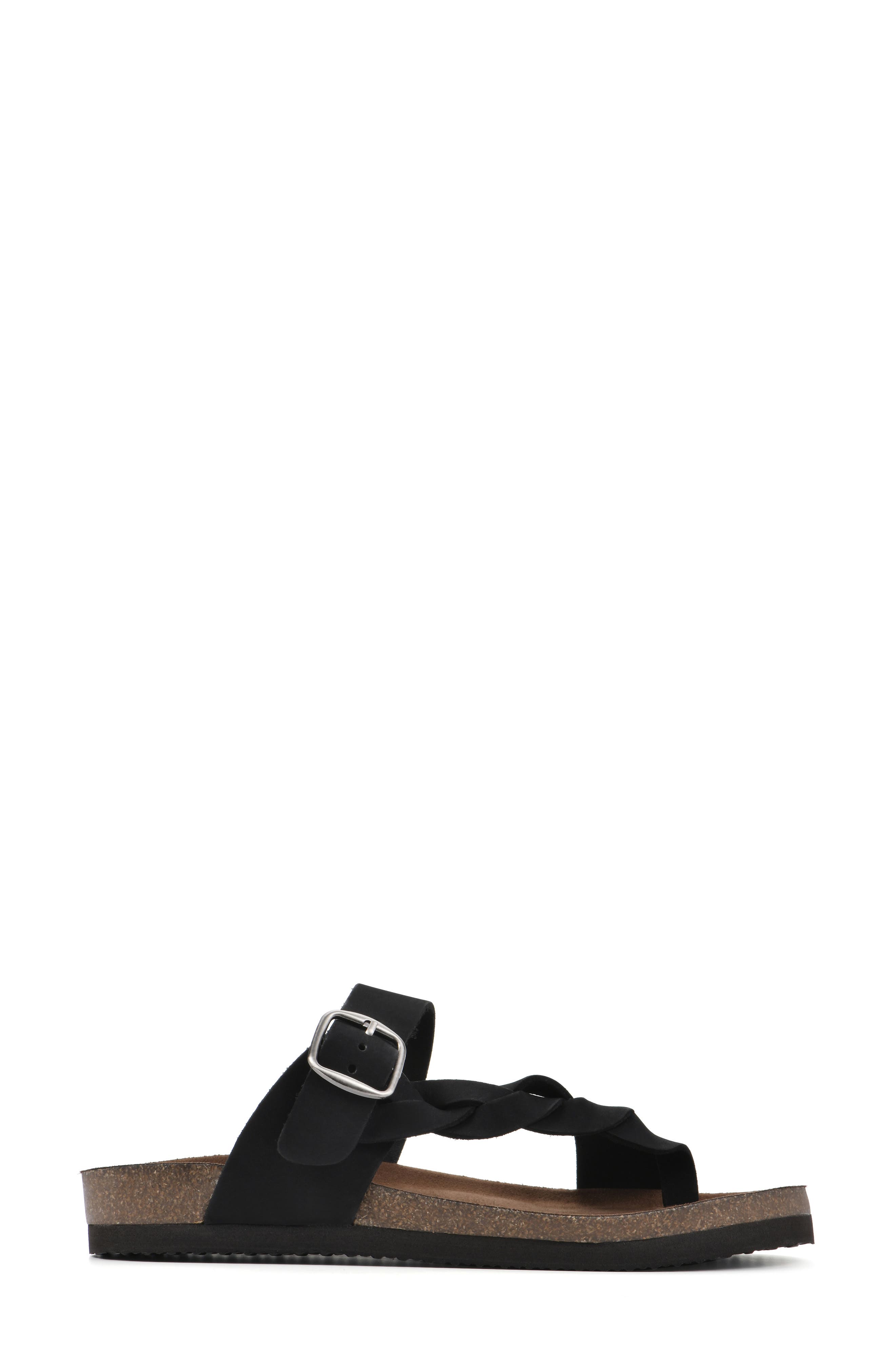White Mountain Footwear Crawford Braided Footbed Sandal, Alternate, color, Black/ Nubuck Dk. Sock