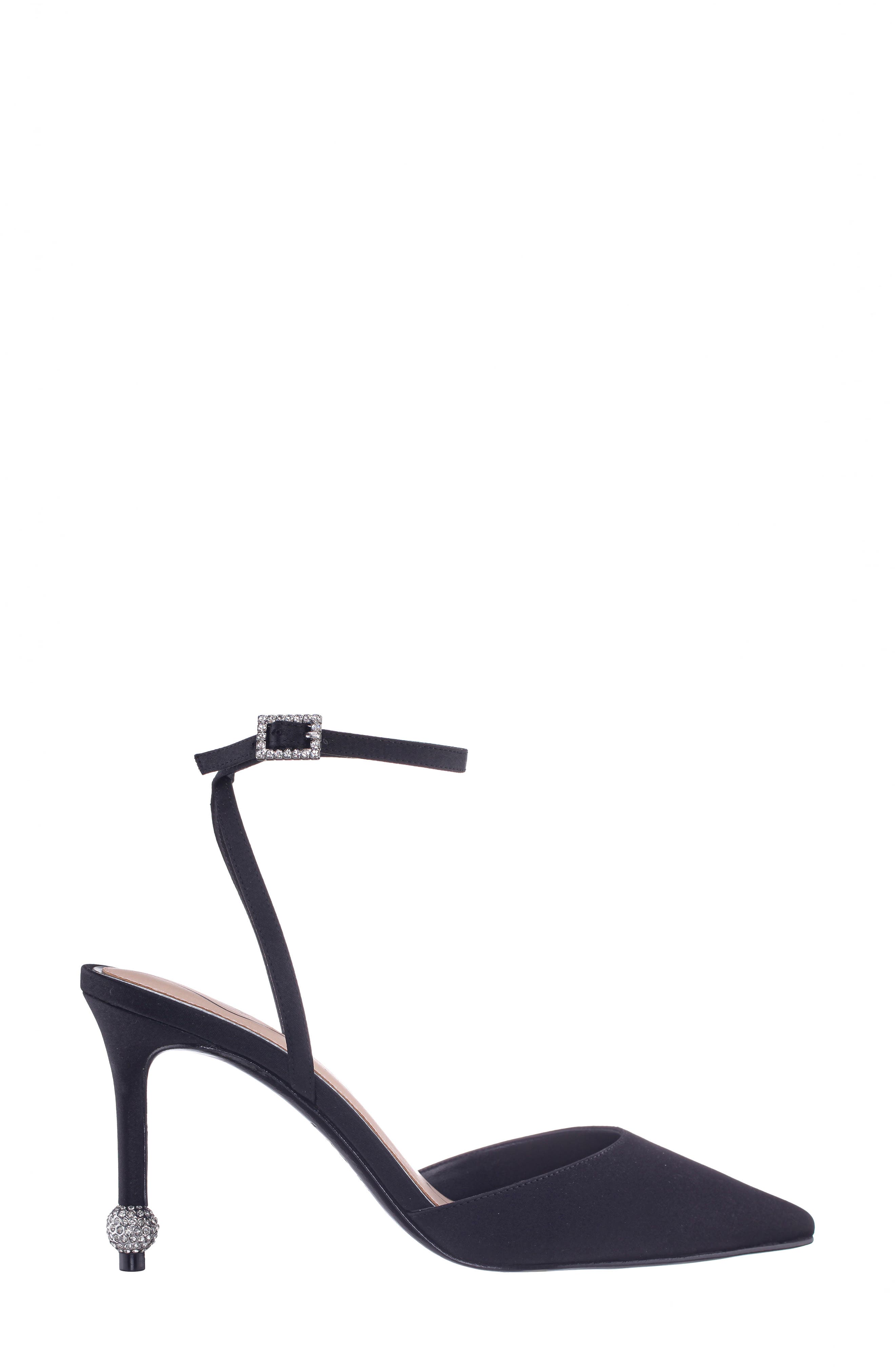 Nina Nasha Ankle Strap Pointed Toe Pump, Alternate, color, Black