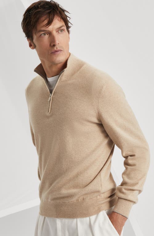Brunello Cucinelli Cashmere Half-zip Sweater In Brown