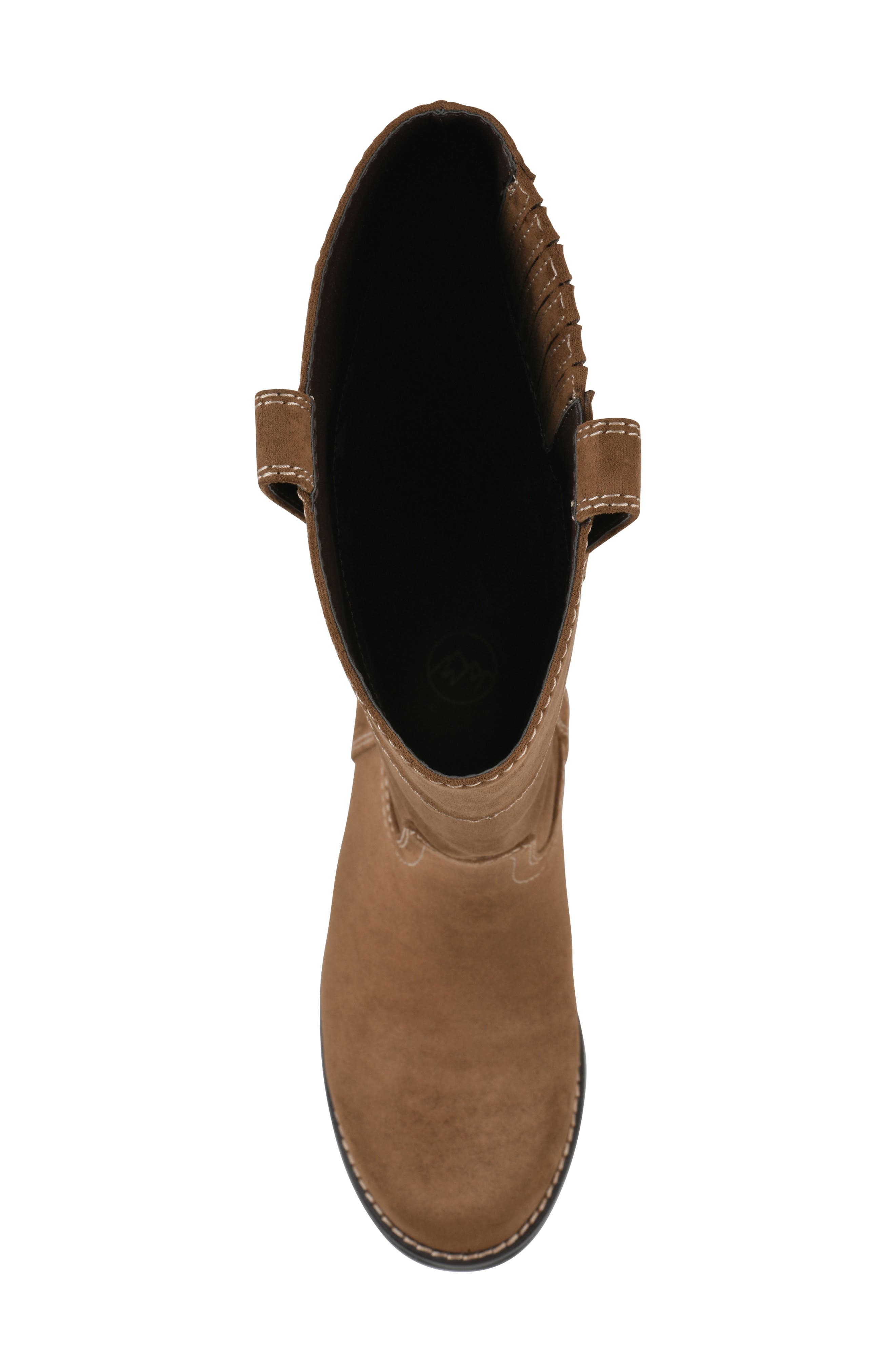 Merrier Western Tall Shaft Faux Leather Boot, Alternate, color, MOCHA/ FABRIC