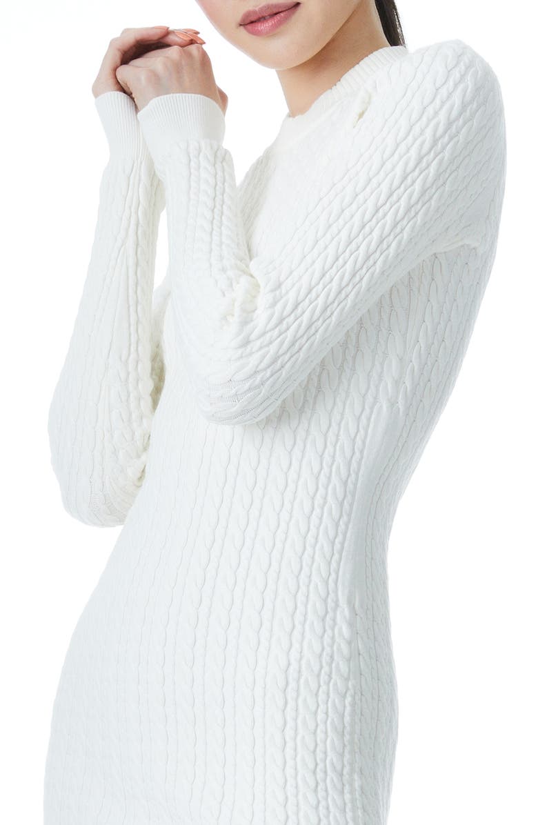 Alice + Olivia Yuna Long Sleeve Cable Sweater Dress, Alternate, color,