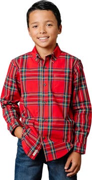 Hope & Henry Kids' Long Sleeve Stretch Poplin Shirt