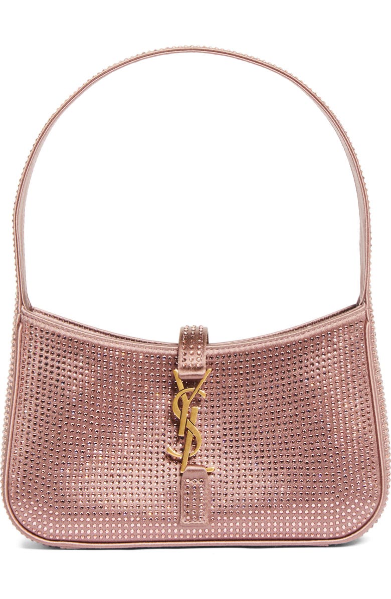 Saint Laurent Le Mini Embellished Leather Hobo Bag, Main, color, Elderberry