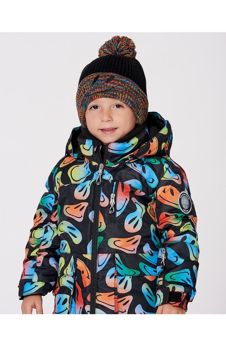 Deux par Deux Lined Knit Winter Hat with Pompom, Alternate, color, Black And Multicolor