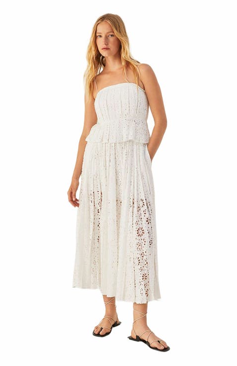 Geo Eyelet Pleated Skirt