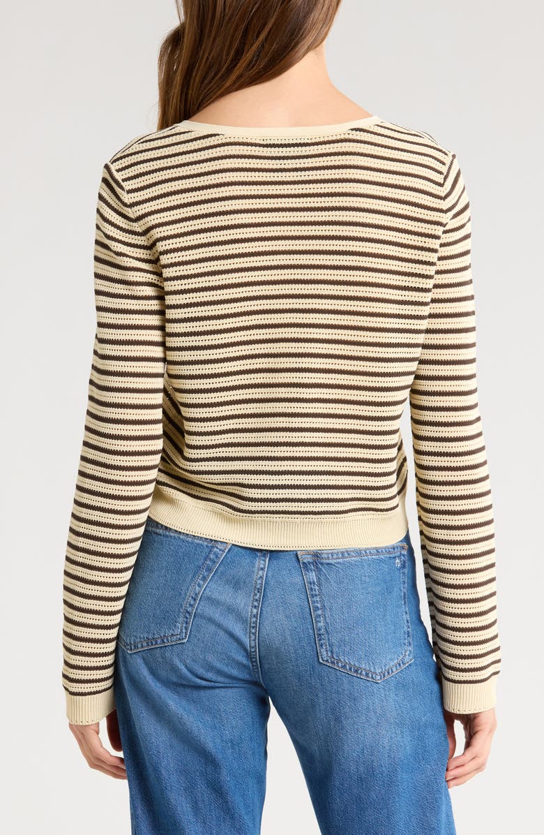 rag & bone Zoey Stripe Open Stitch Cotton Blend Cardigan, Alternate, color, Beigemult