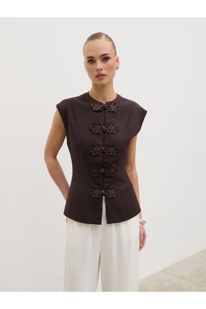 Hollyn Sleeveless Waistcoat, Main, color, Brown