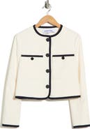 Veronica Beard Beale Contrast Detail Cotton Blend Tweed Jacket