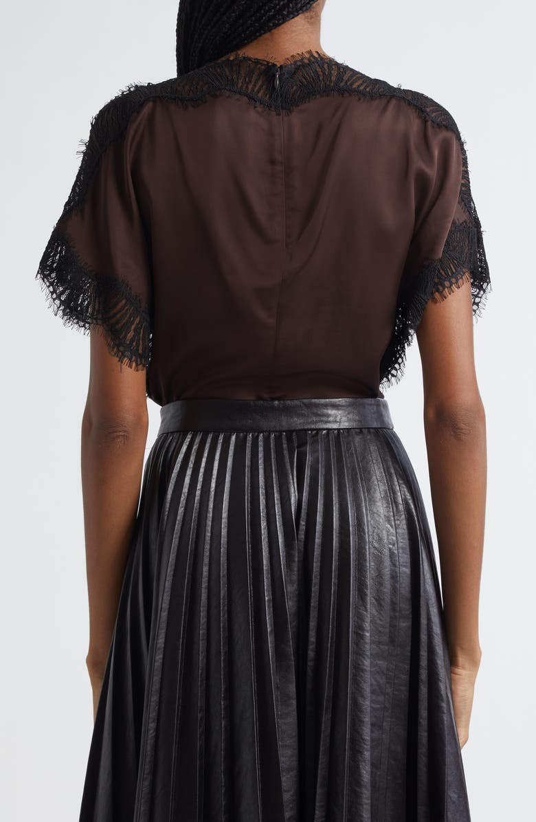 A.L.C. Luna Lace Trim Satin Top, Alternate, color, Cocoa/ Black