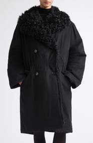 TOTEME Genuine Shearling Lined Cotton Coat
