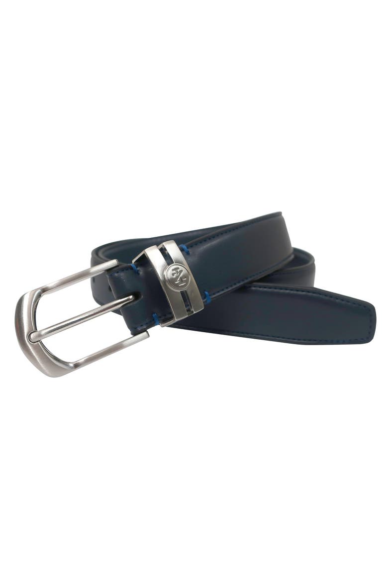 Golf Stretch Comfort Leather Belt Metal Keeper, Main, color, Navy